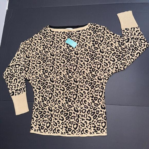 Maurices Cheetah Cat Print Dolman Sweater Quiet Luxury Classic Business Casual - Picture 3 of 14